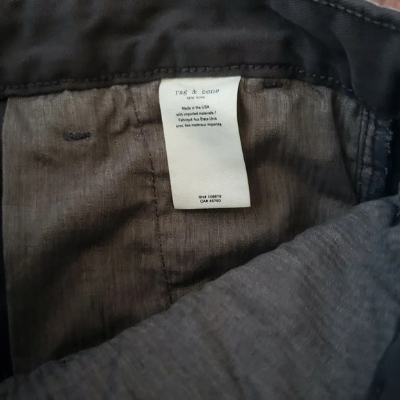 Rag & Bone Men's Chino Pant Classic Fit 3 Mid Rise Color Grey (Charcoal) Size 28 - Picture 8 of 9